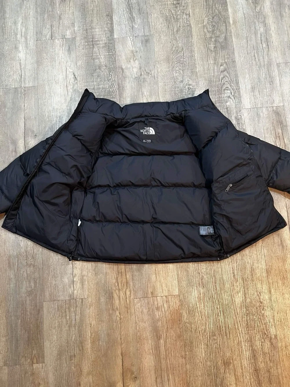 The North Face Black Quilted Down Jacket with White Logo